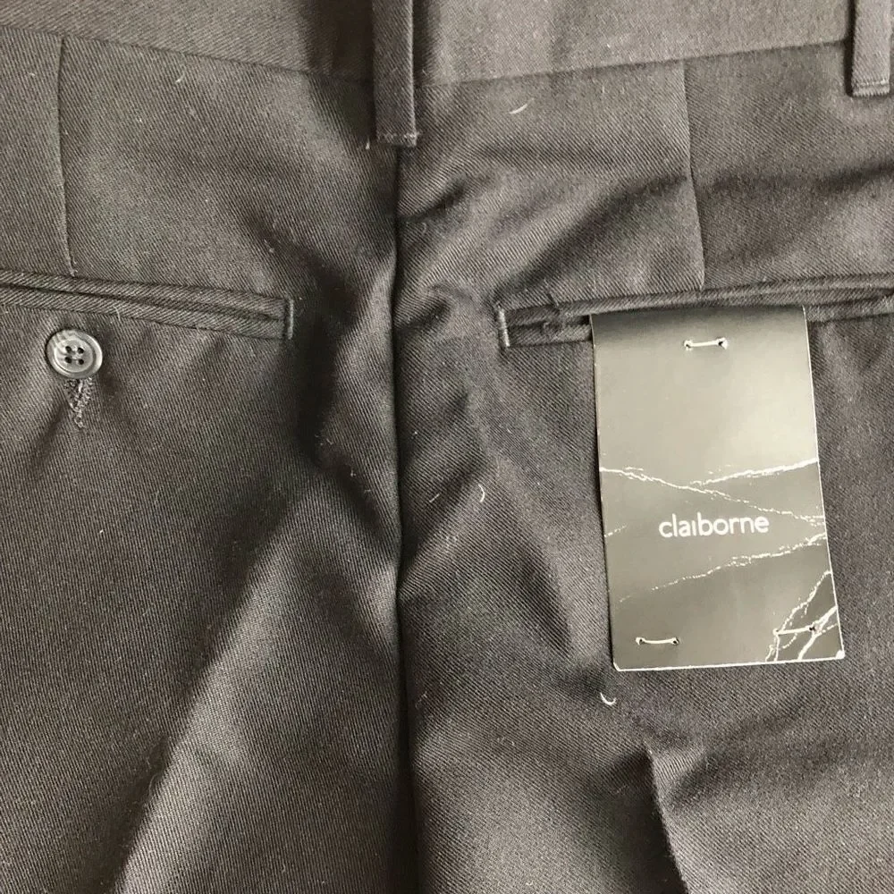 Claiborne Boys Gabardine Pleated Black Dress Pants